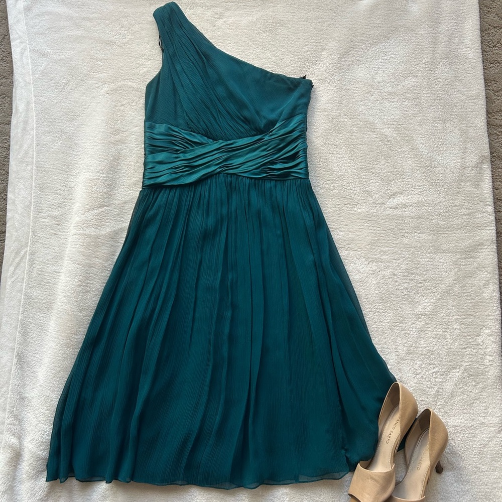 Maggy London Teal One-Shoulder Dress